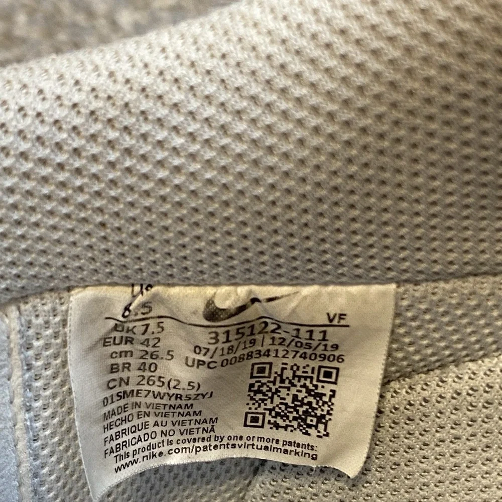 Nike Air Force 1 Leather Athletic Shoes Men 8.5 EU 42 White Leather Low Top